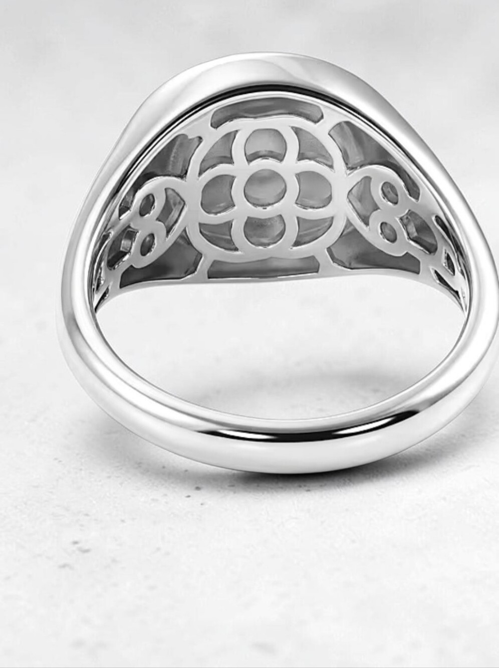 Rhodium & 14K YG Over Sterling Silver "Three Feathers" Signet Ring (Size 7.0) - Picture 2 of 5